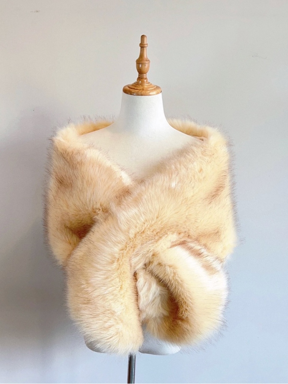 Lux Faux Fur Shawl Wrap in White
